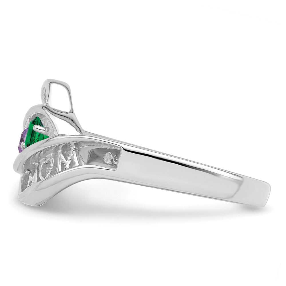 14k White Gold Synthetic Family Jewelry Ring