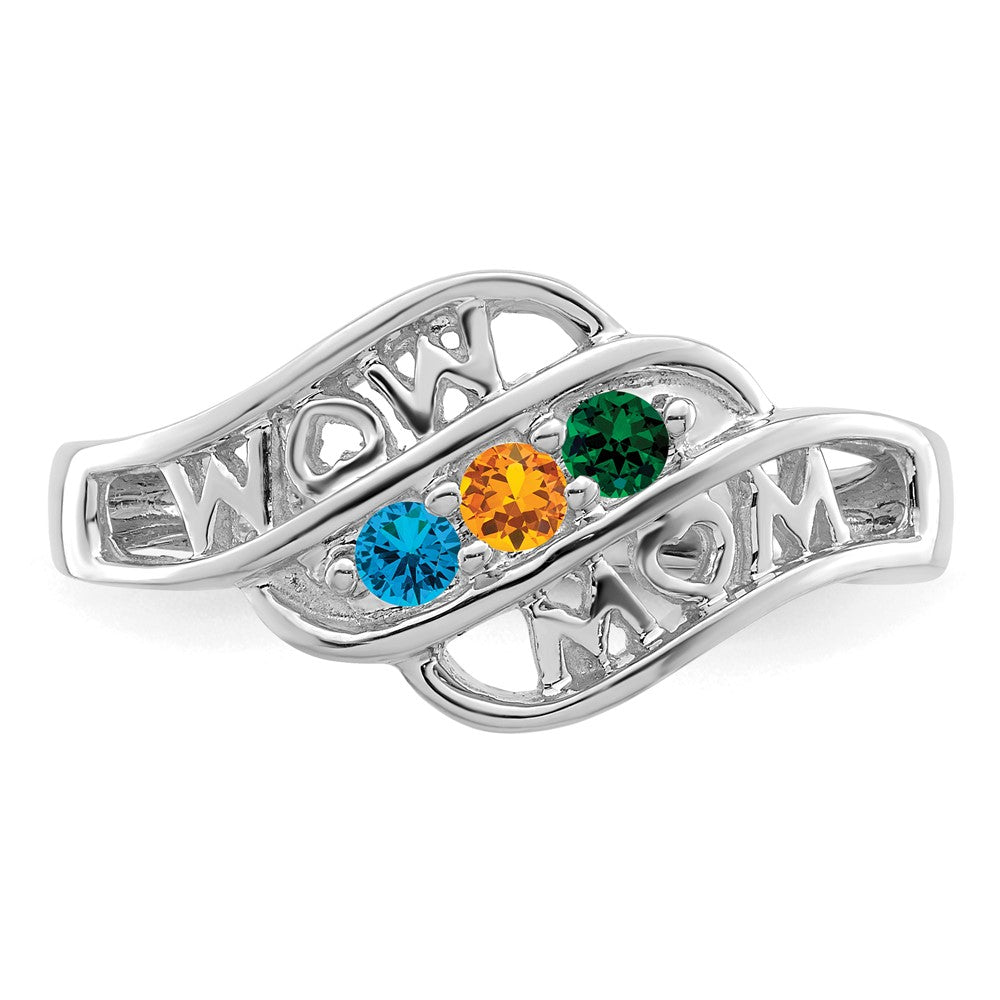 14k White Gold Synthetic Family Jewelry Ring