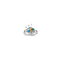 14k White Gold Synthetic Family Jewelry Ring