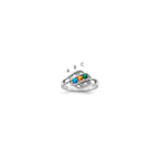 14k White Gold Synthetic Family Jewelry Ring
