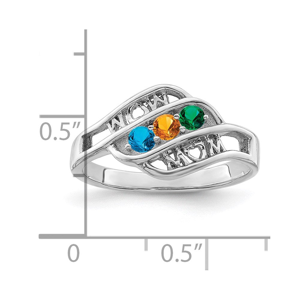 14k White Gold Synthetic Family Jewelry Ring