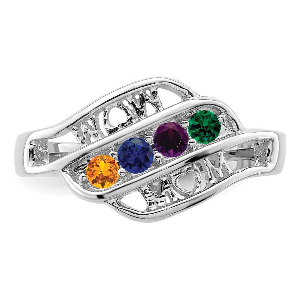 14k White Gold Genuine Family Jewelry Ring