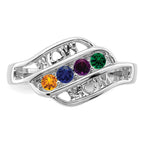14k White Gold Synthetic Family Jewelry Ring