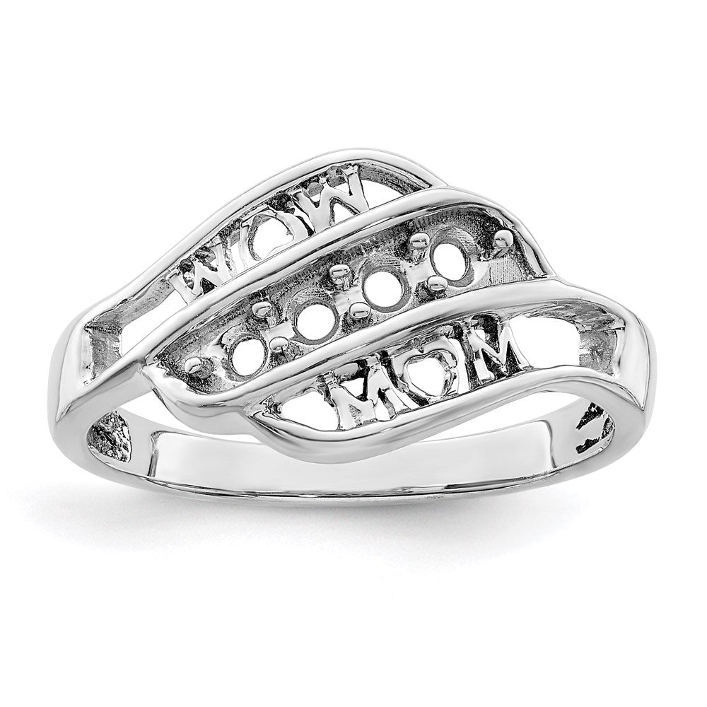 14k White Gold Synthetic Family Jewelry Ring