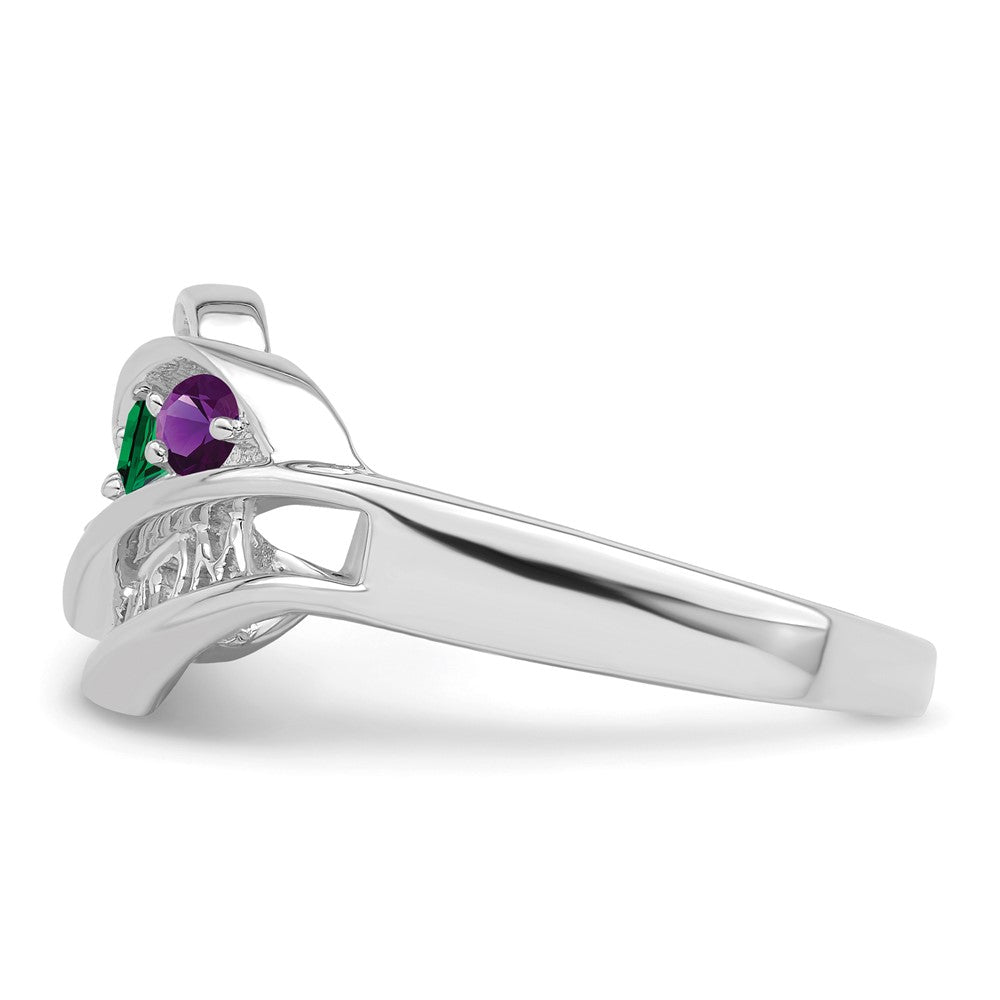14k White Gold Synthetic Family Jewelry Ring