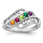14k White Gold Genuine Family Jewelry Ring