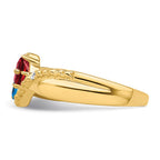 14k Personalized 2-Name Diamond and Genuine 2 Stone Couple's Ring