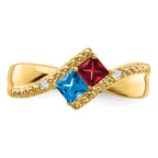 14k Personalized 2-Name Diamond and Synthetic 2 Stone Couple's Ring