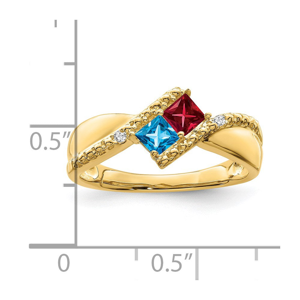 14k Synthetic Family Jewelry Ring