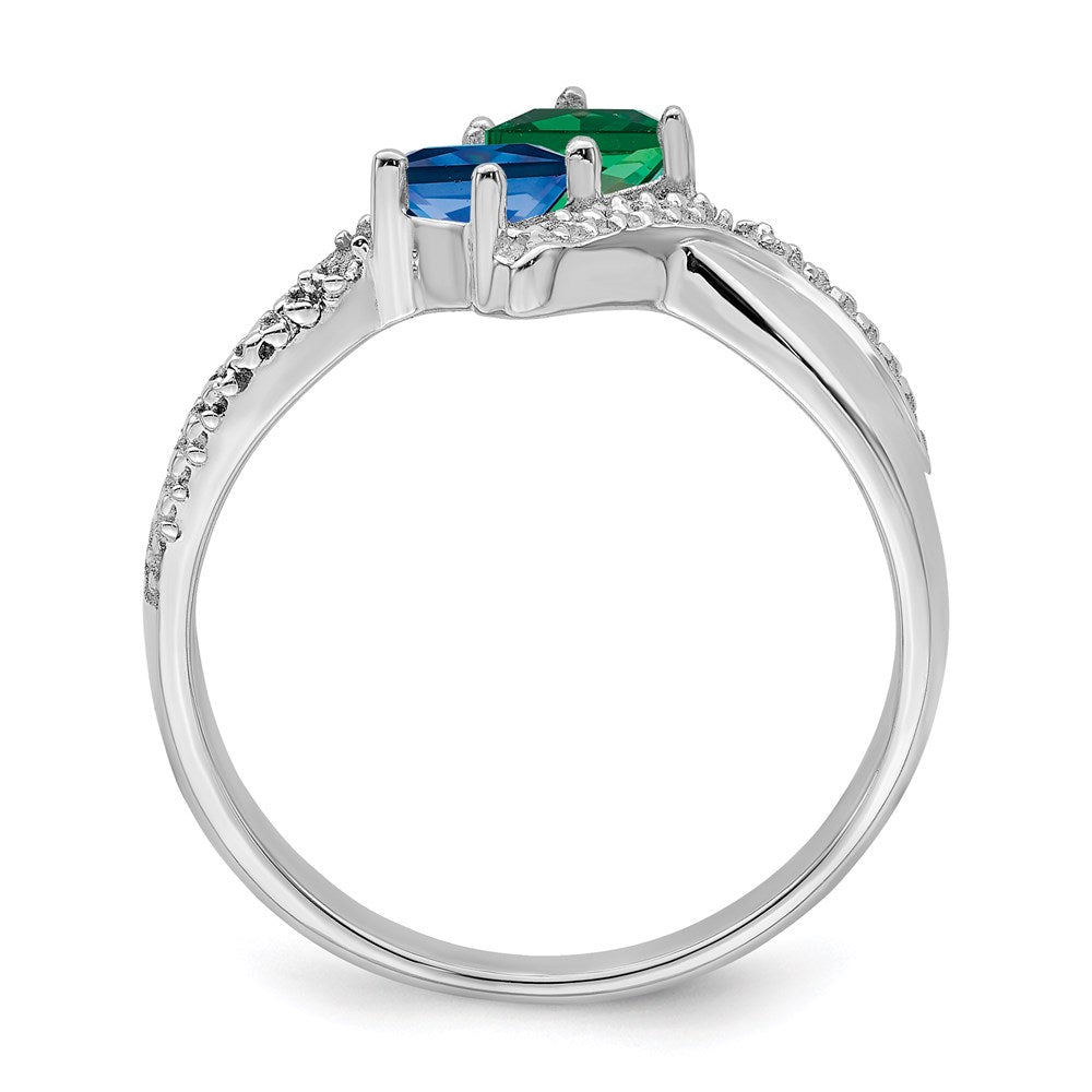 14k White Gold Synthetic Family Jewelry Ring
