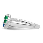 Sterling Silver Rhodium Diamond & Synthetic 2 Stone Mother's Ring