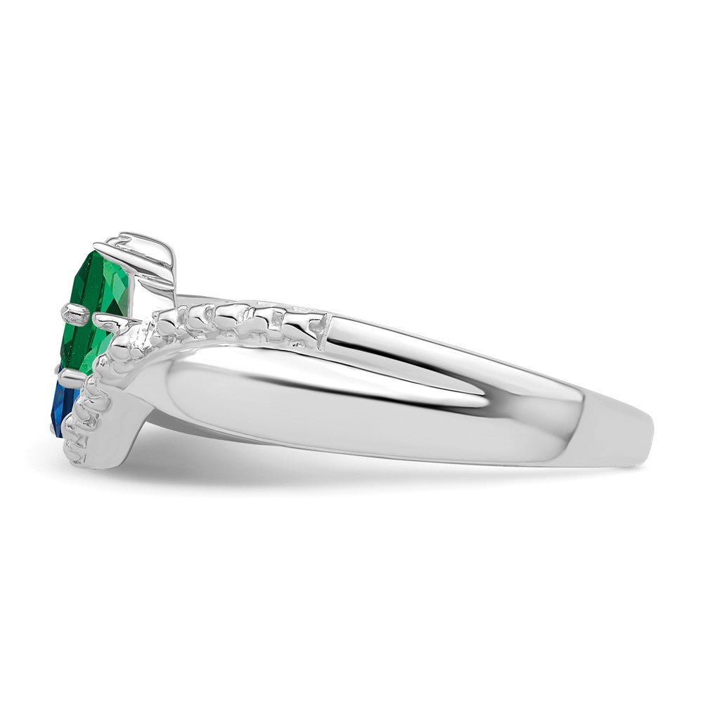 14KW Personalized 2-Name Diamond and Synthetic 2 Stone Couple's Ring
