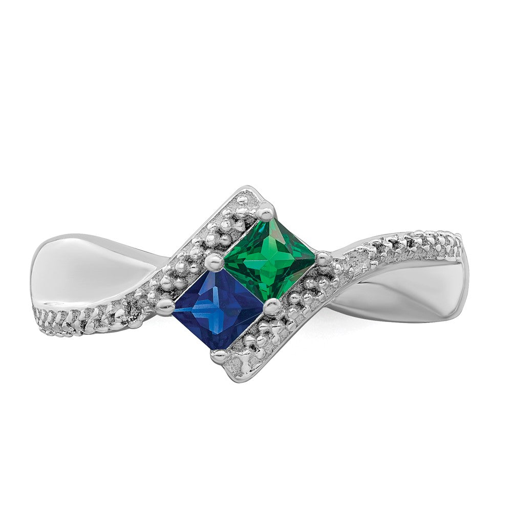 14k White Gold Synthetic Family Jewelry Ring