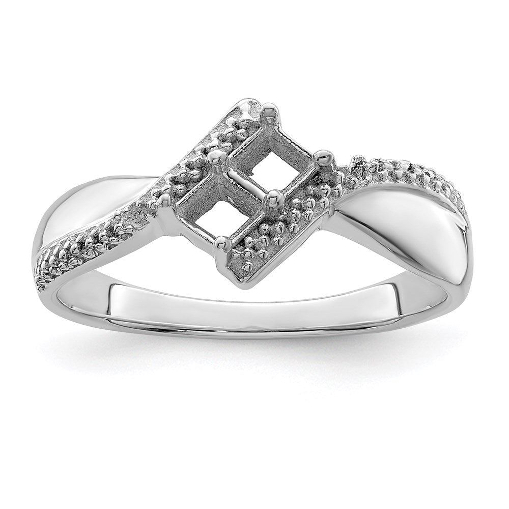SS Rh-plated Personalized 2-Name Diamond and Synthetic 2 Stone Couple's Rin