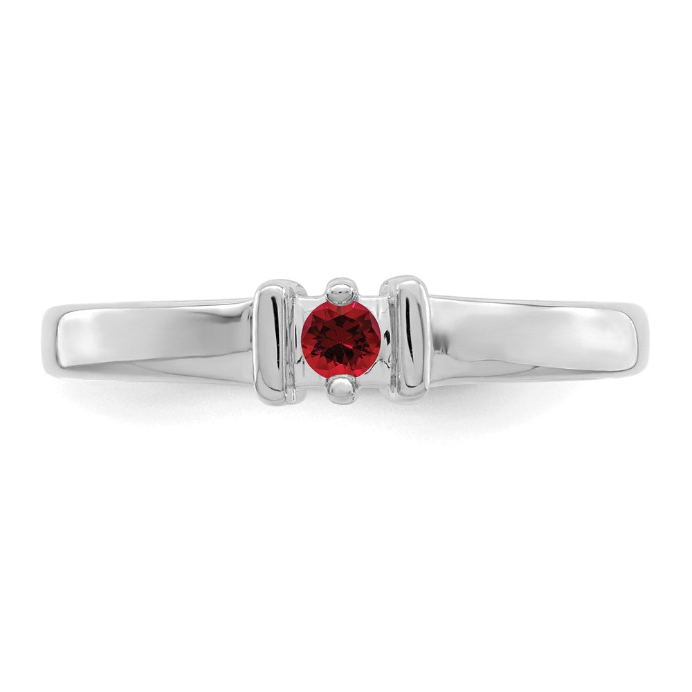 14k White Gold Synthetic Family Jewelry Ring