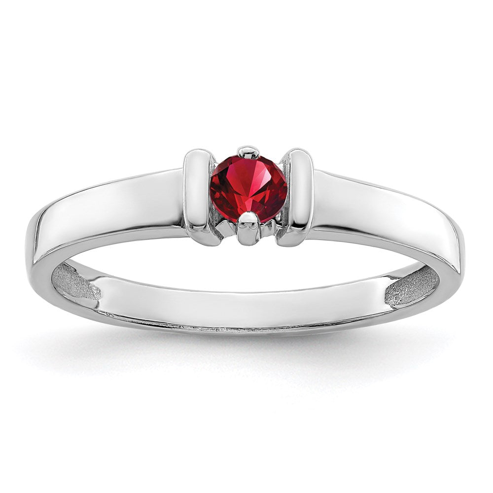 14k White Gold Genuine 1 Stone Mother's Ring