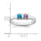 14k White Gold Synthetic Family Jewelry Ring