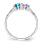 14k White Gold Synthetic Family Jewelry Ring