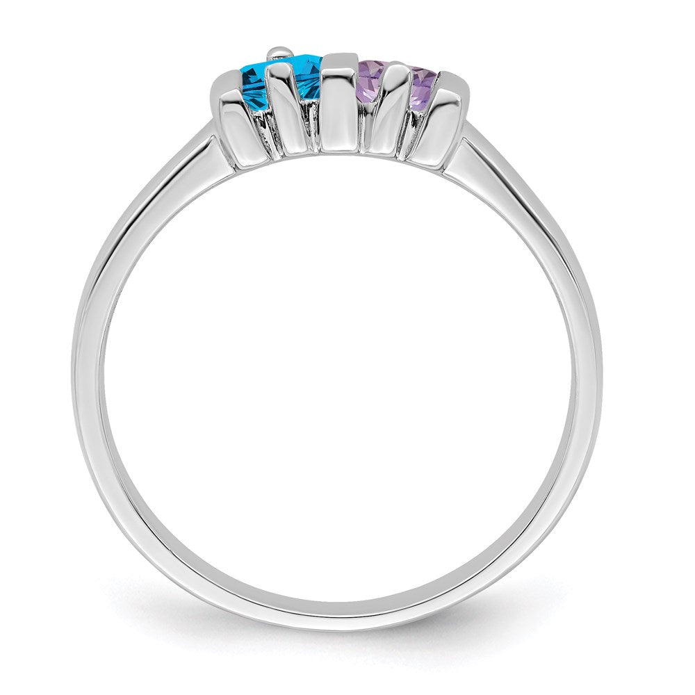 14k White Gold Synthetic Family Jewelry Ring