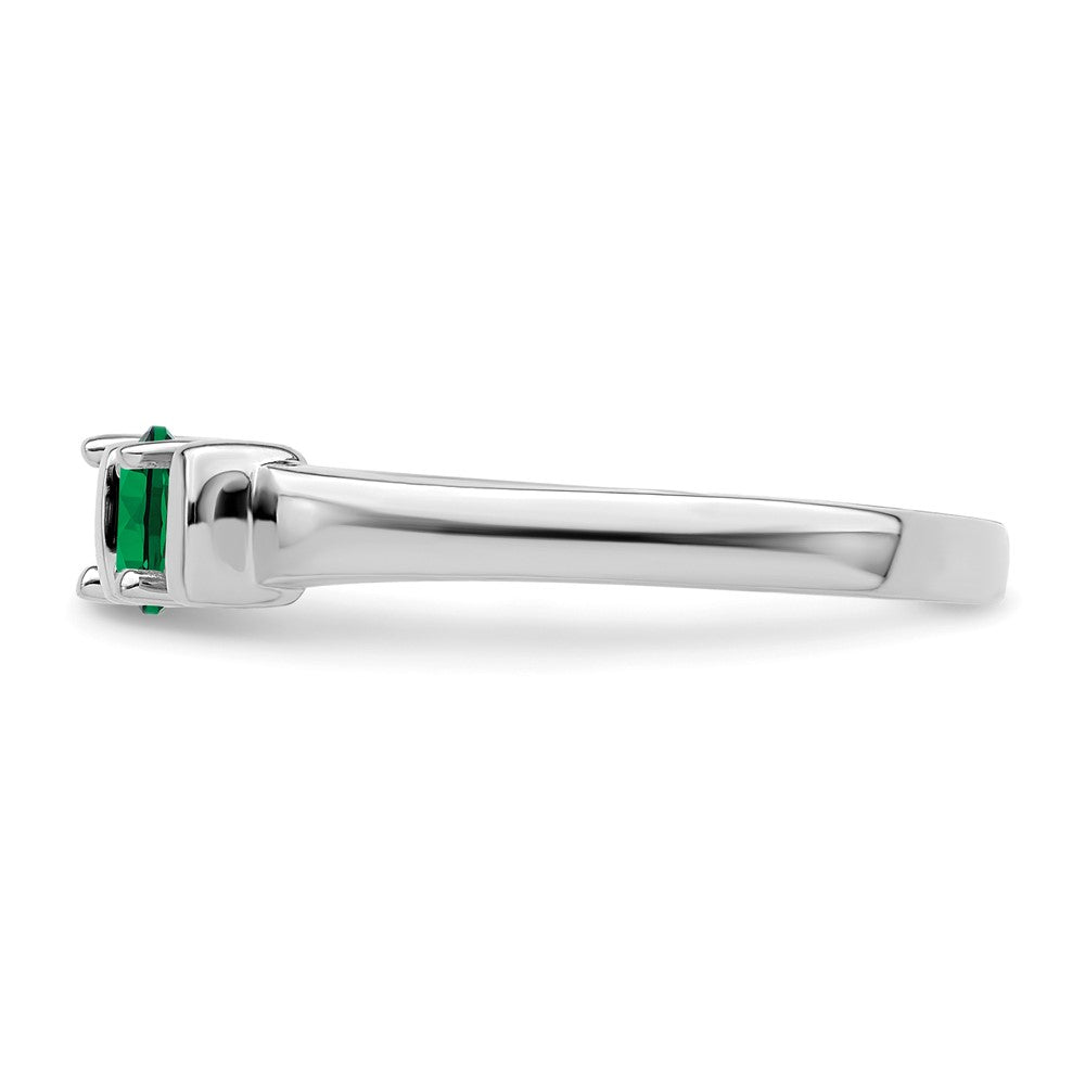 14k White Gold Genuine 3 Stone Mother's Ring