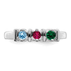 14k White Gold Genuine 3 Stone Mother's Ring