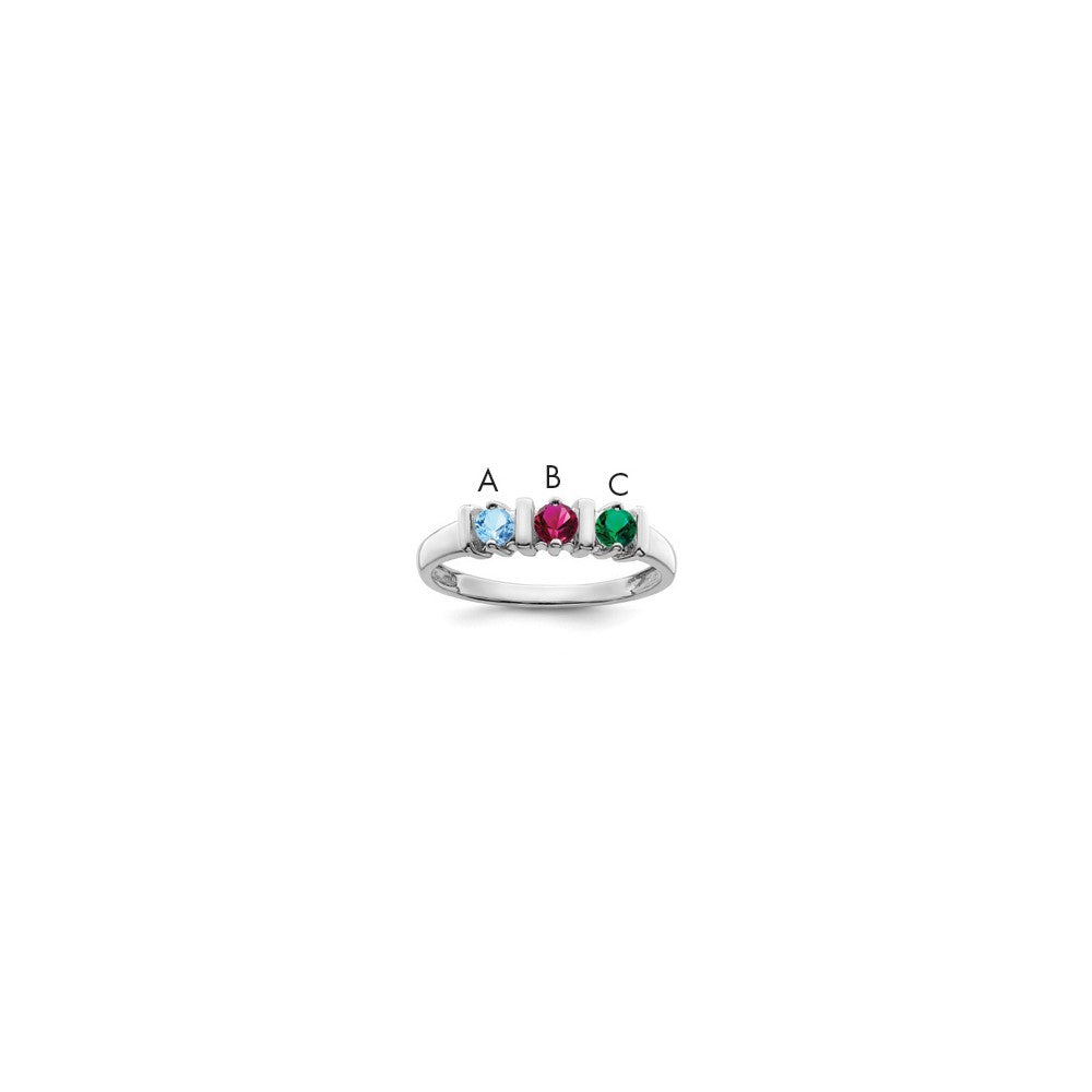 14k White Gold Synthetic Family Jewelry Ring