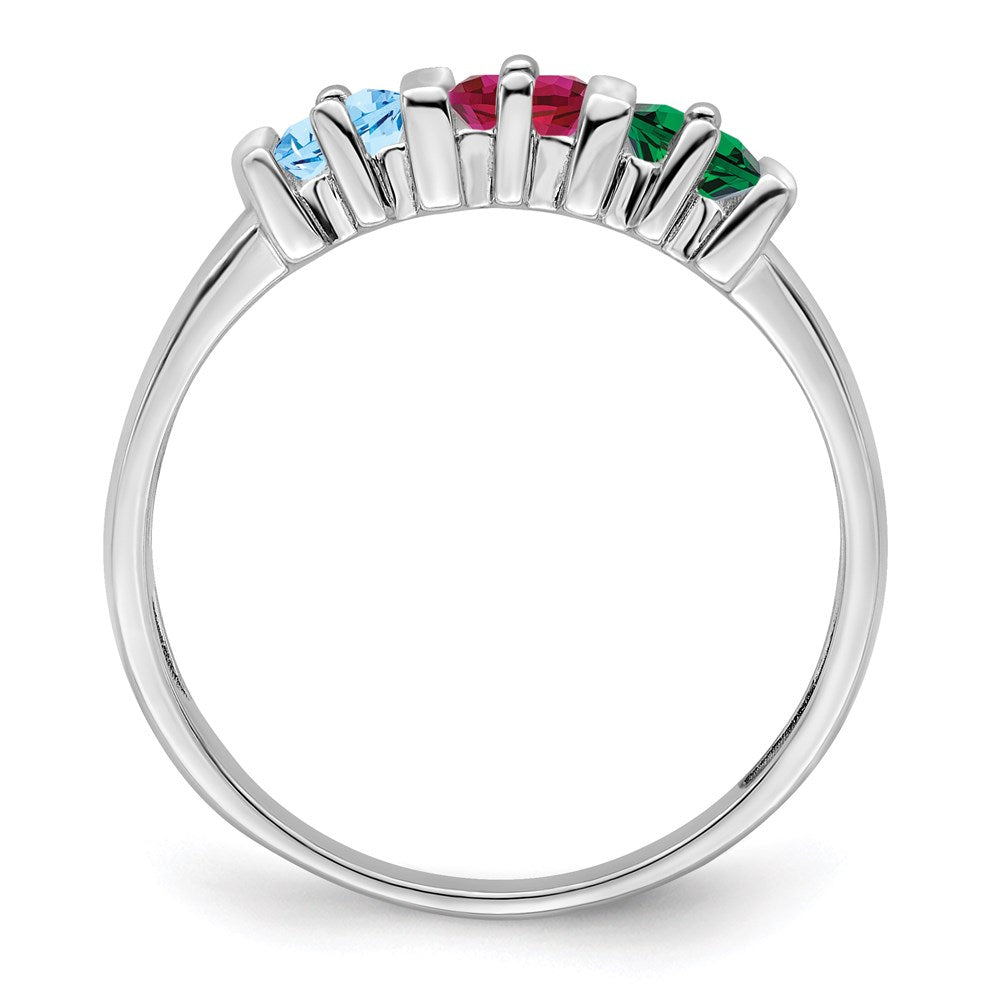 14k White Gold Synthetic Family Jewelry Ring
