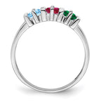 14k White Gold Synthetic Family Jewelry Ring