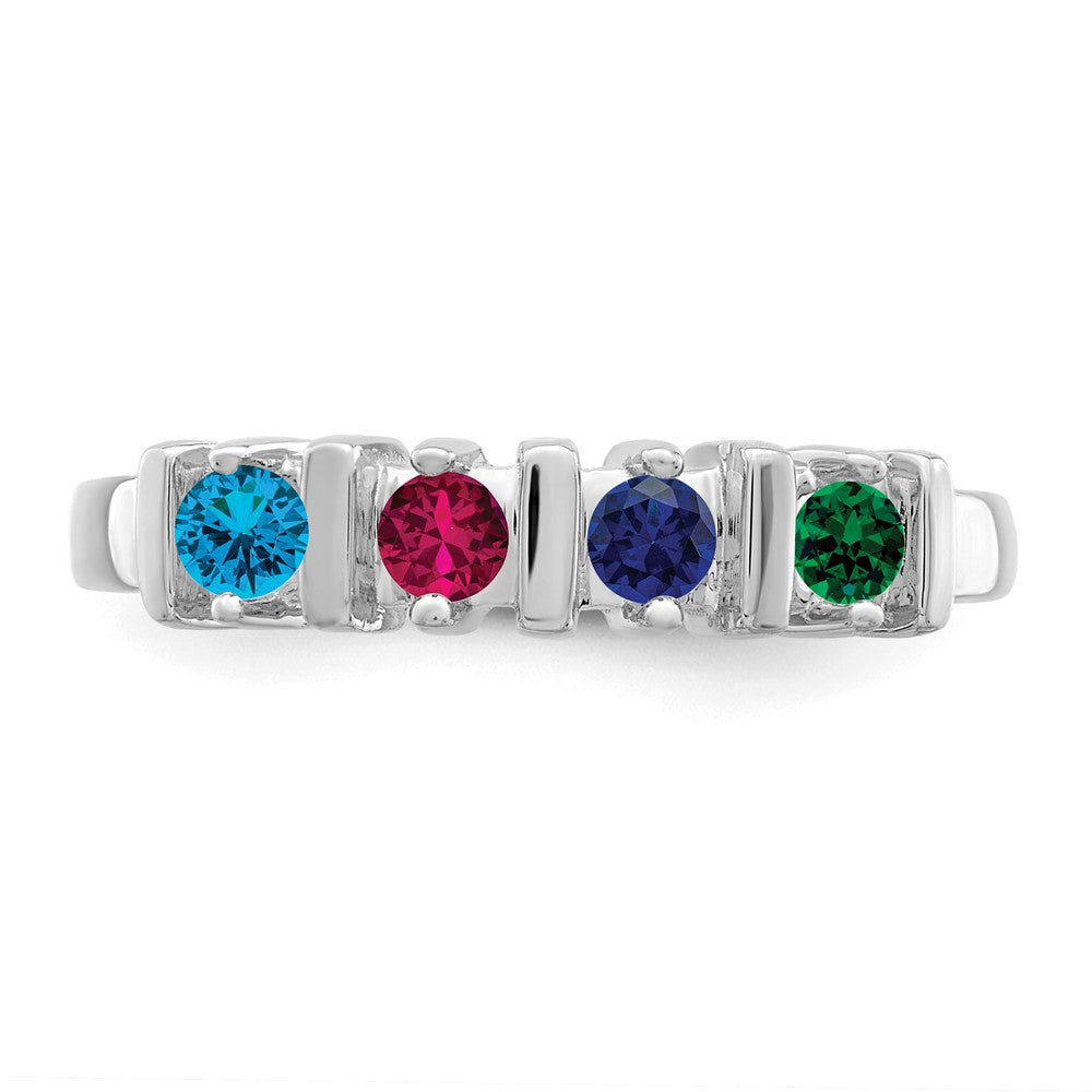 14k White Gold Synthetic Family Jewelry Ring