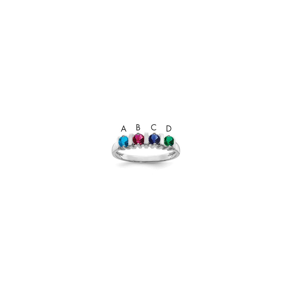 14k White Gold Synthetic Family Jewelry Ring