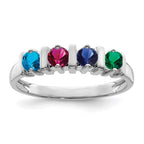 14k White Gold Synthetic Family Jewelry Ring