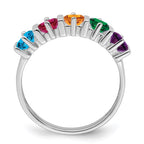 14k White Gold Synthetic Family Jewelry Ring