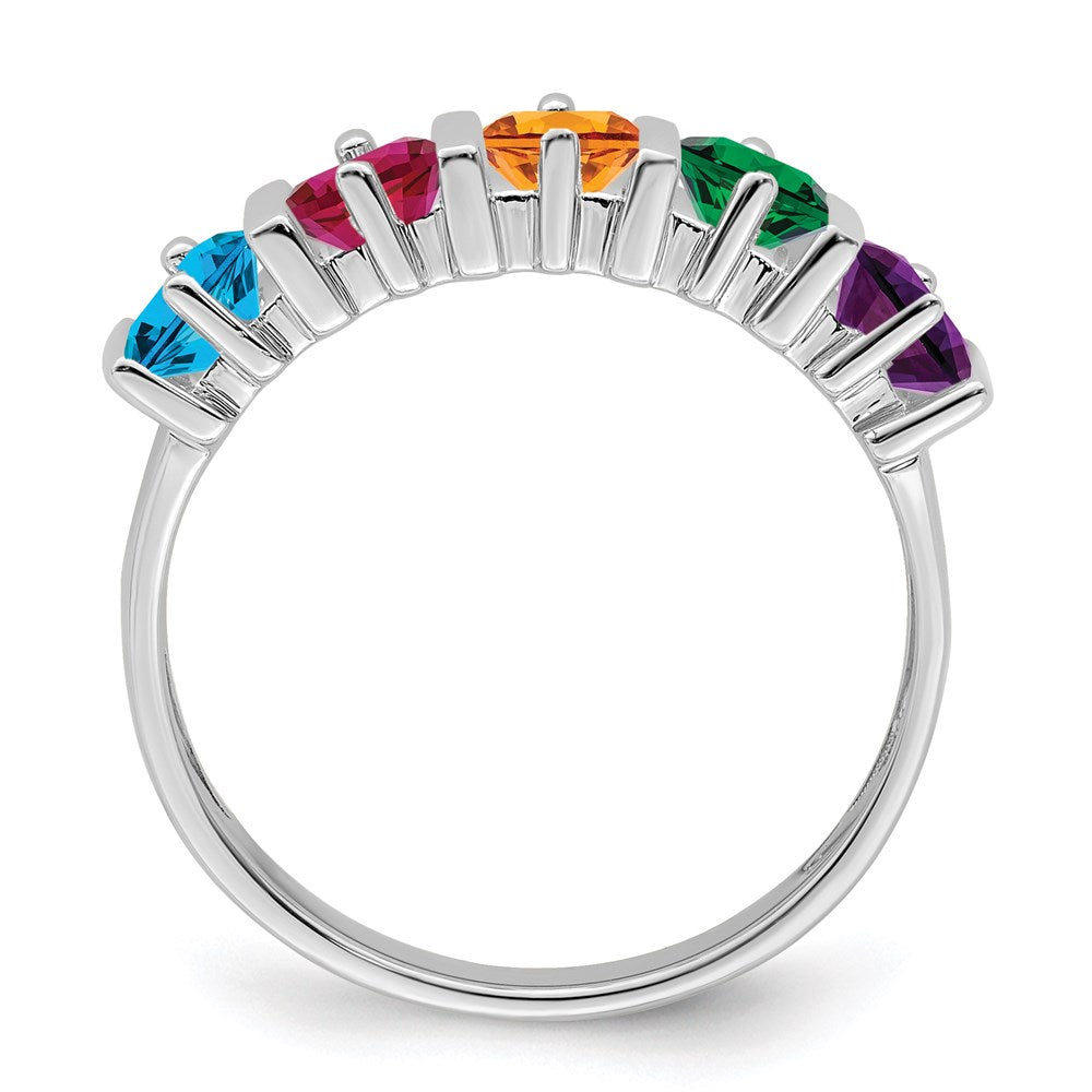 14k White Gold Synthetic Family Jewelry Ring
