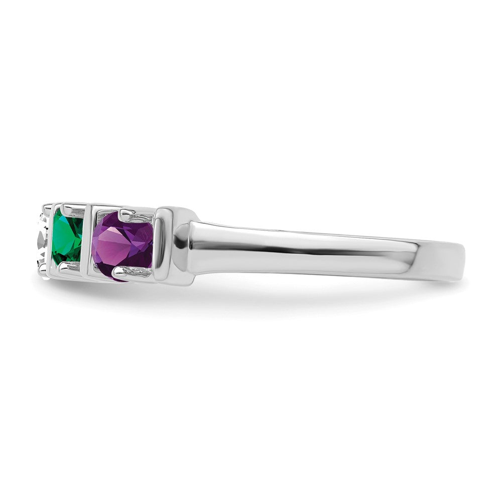 14k White Gold Synthetic Family Jewelry Ring