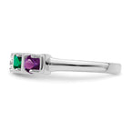 14k White Gold Synthetic Family Jewelry Ring