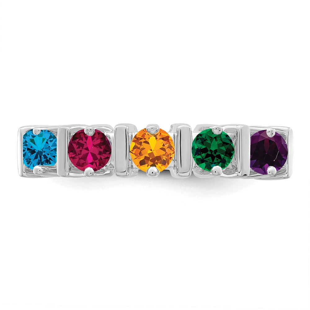 14k White Gold Synthetic Family Jewelry Ring
