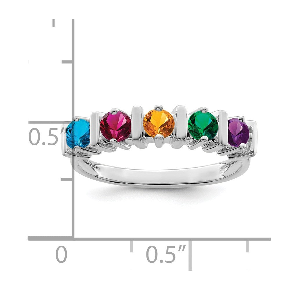 14k White Gold Genuine 5 Stone Mother's Ring