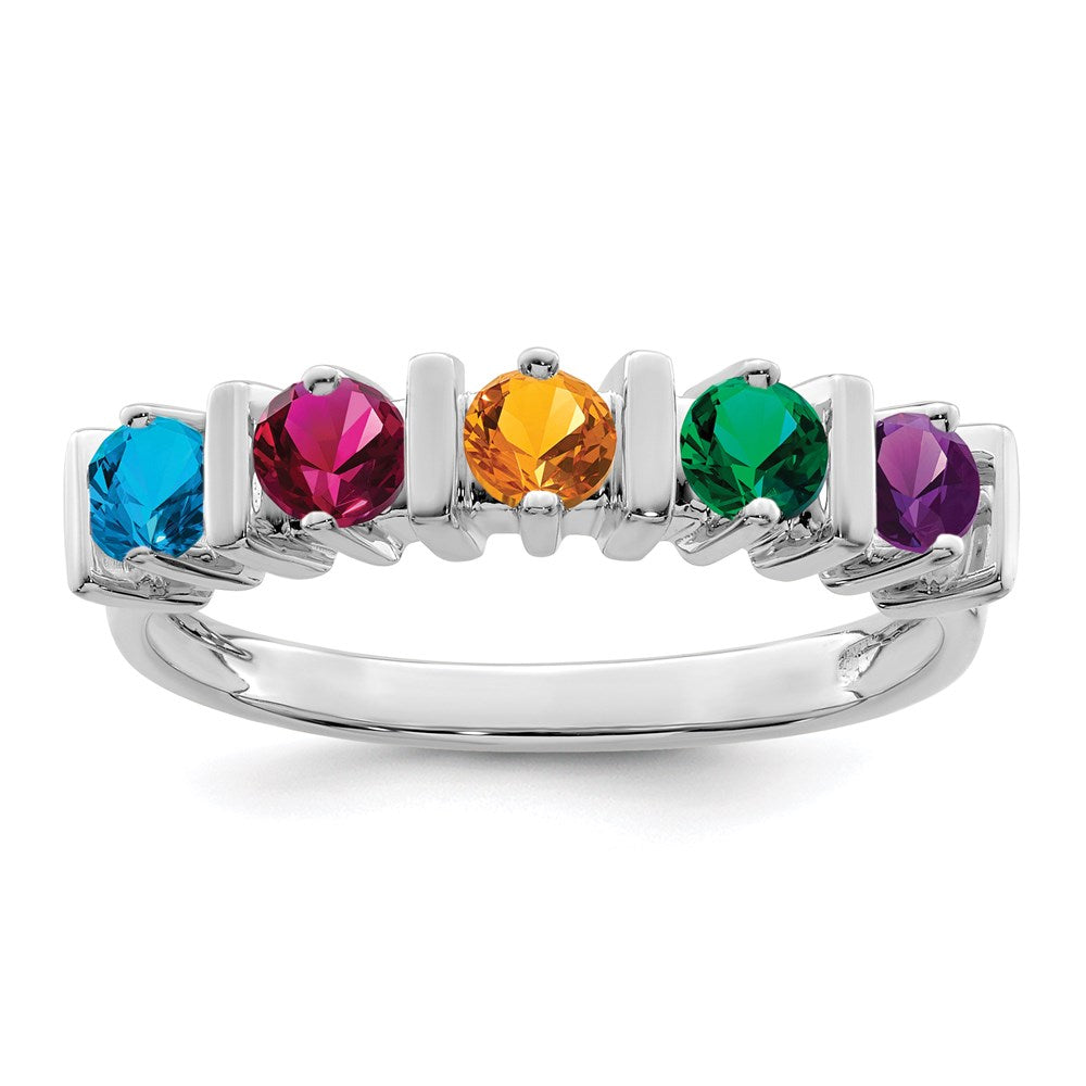 14k White Gold Synthetic Family Jewelry Ring