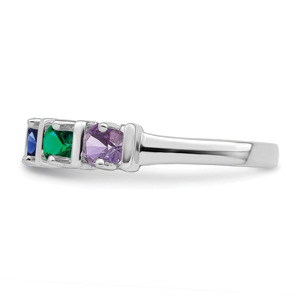 14k White Gold Synthetic Family Jewelry Ring