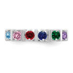 14k White Gold Synthetic Family Jewelry Ring