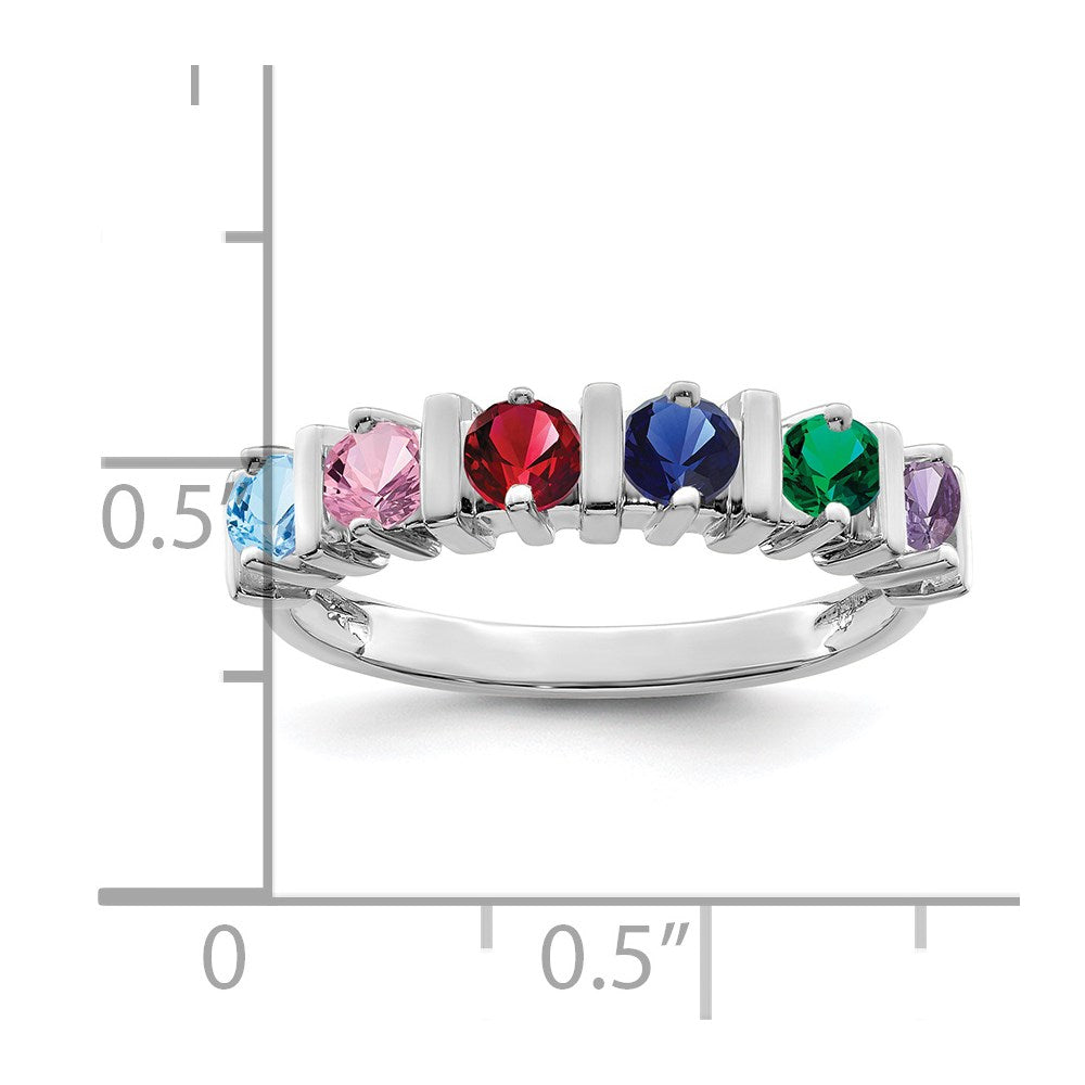 14k White Gold Synthetic Family Jewelry Ring