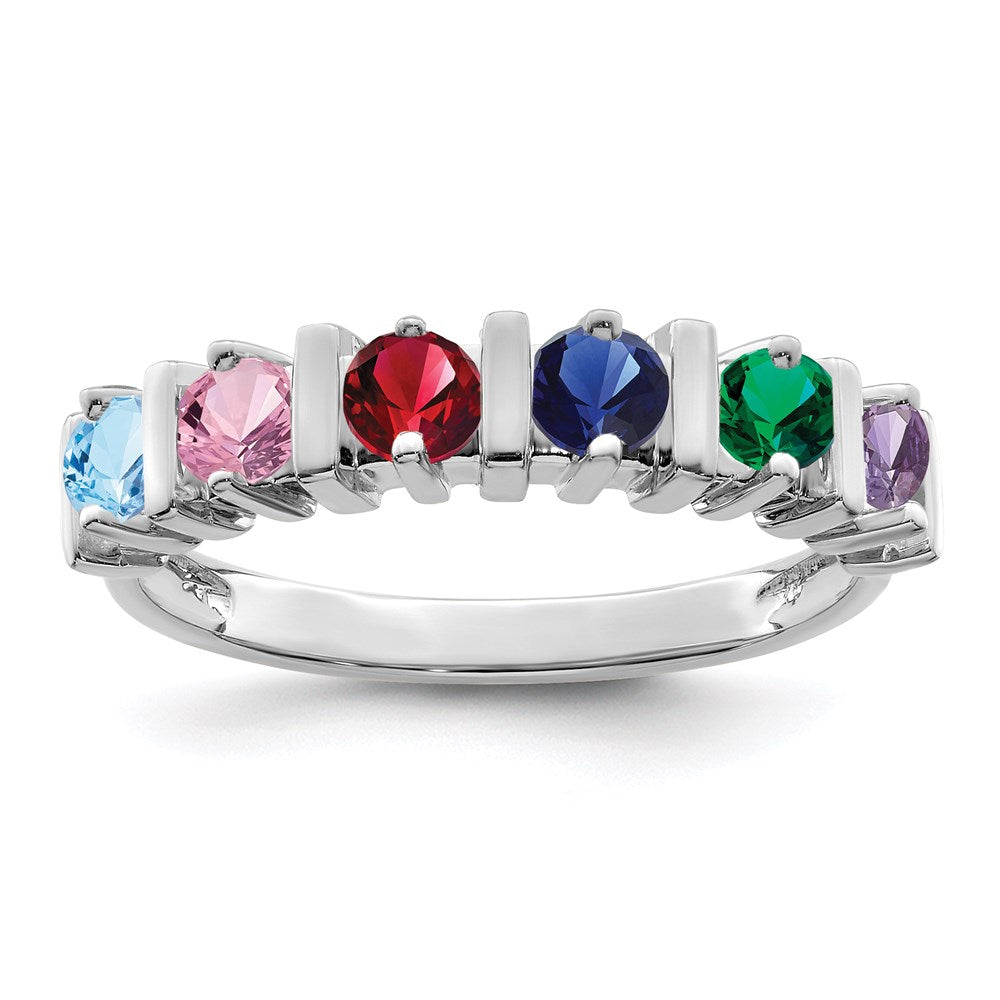 14k White Gold Synthetic Family Jewelry Ring