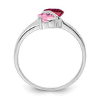 SS Rh-plated Personalized 2-Name Diamond and Synthetic 2 Stone Couple's Rin
