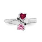 14KW Personalized 2-Name Diamond and Synthetic 2 Stone Couple's Ring