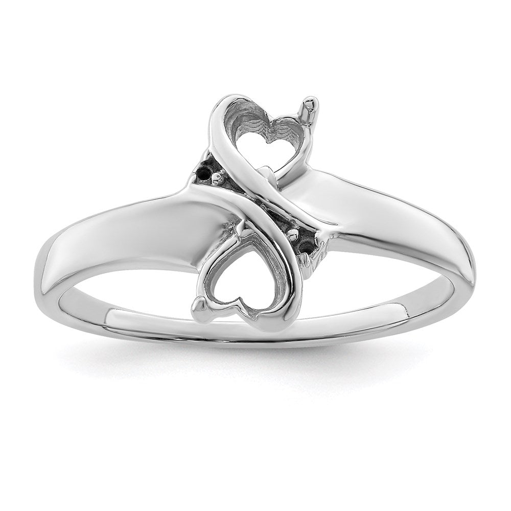SS Rh-plated Personalized 2-Name Diamond and Synthetic 2 Stone Couple's Rin