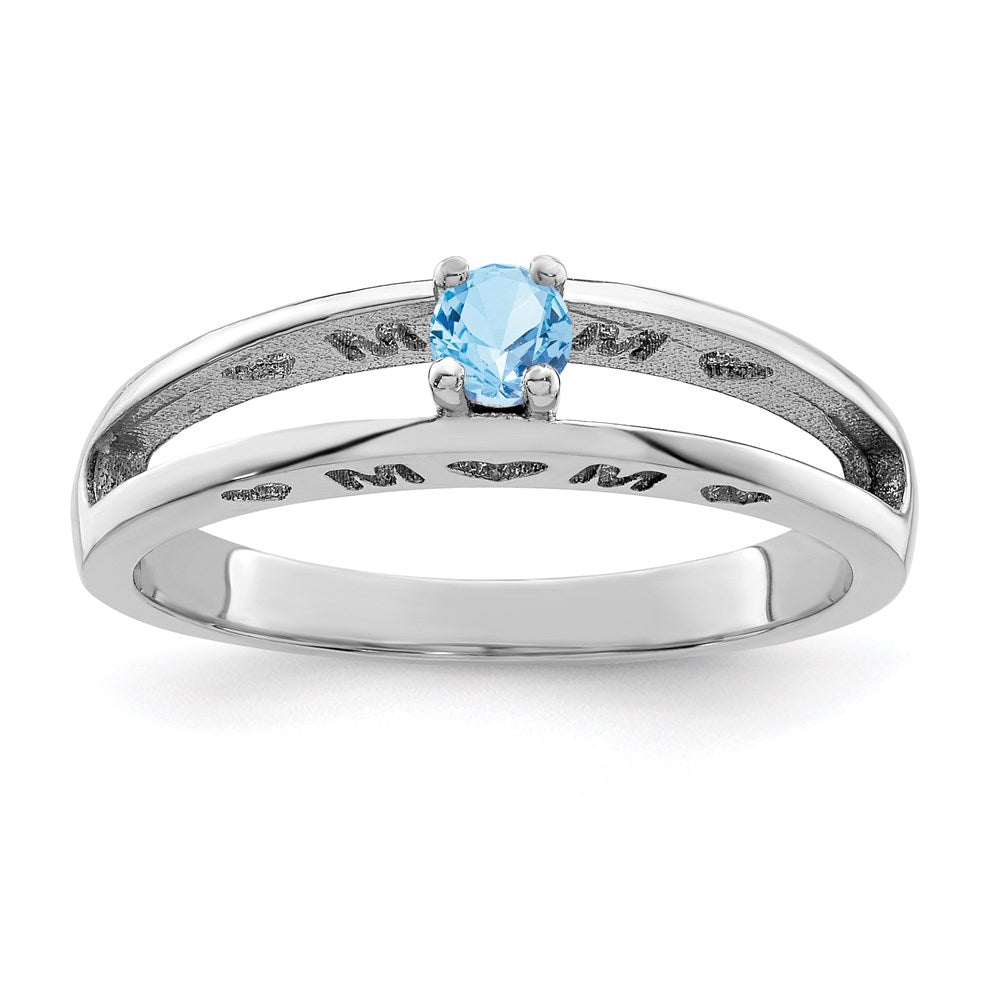 14k White Gold 3mm Synthetic Family Jewelry Ring