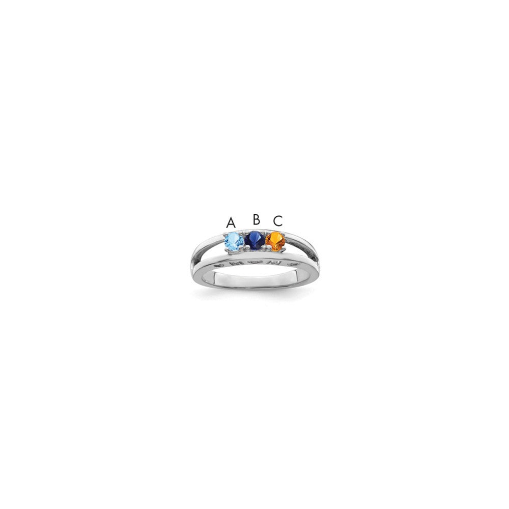 14k White Gold 3mm Synthetic Family Jewelry Ring