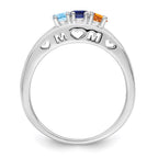 14k White Gold 3mm Synthetic Family Jewelry Ring