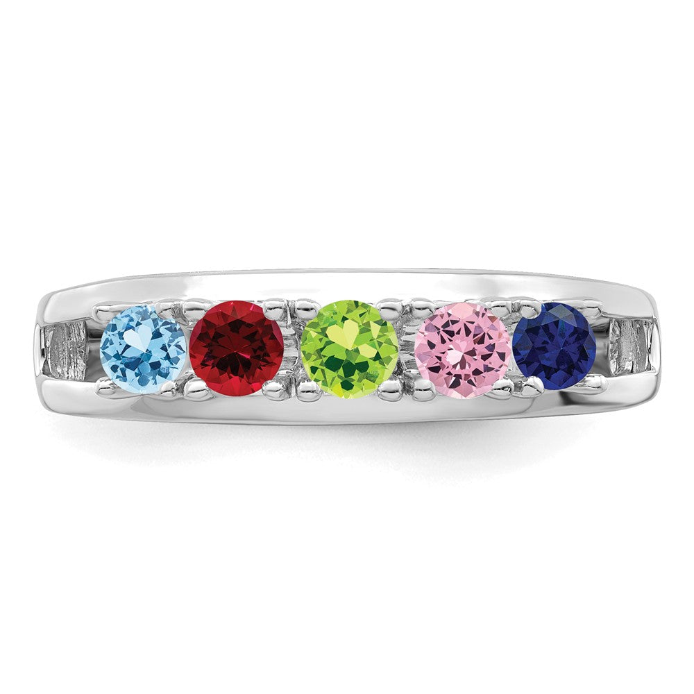 14k White Gold 3mm Synthetic Family Jewelry Ring