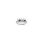 14k White Gold 3mm Synthetic Family Jewelry Ring